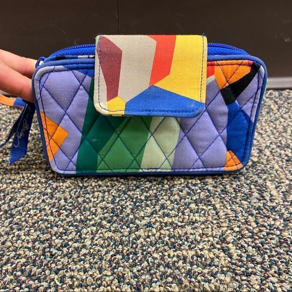 Vera bradley blue geometric pattern pocket wallet bag - Picture 1 of 6